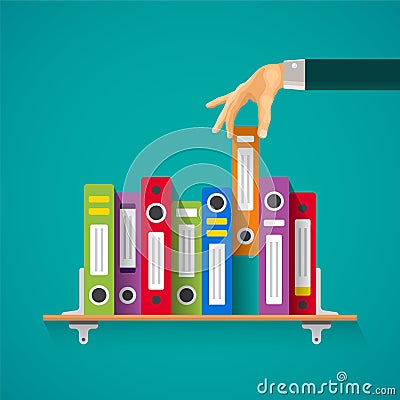 Vector business papers and folders concept in flat style Vector Illustration