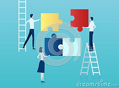 Vector of business people assembling a puzzle Stock Photo