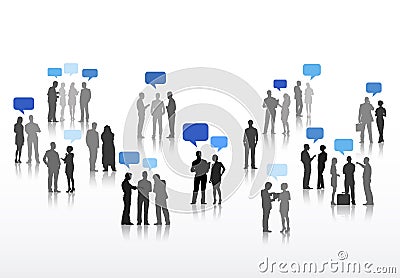 Vector of Business People Discussing with Speech Bubbles Stock Photo