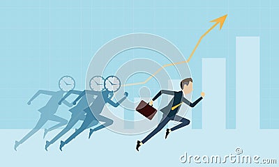 Vector business people on graph competitive with business time Vector Illustration