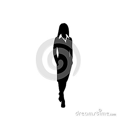 Vector business woman black silhouette walk step Vector Illustration