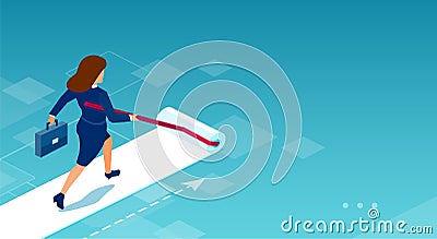 Vector of a business woman painting her own career path Vector Illustration
