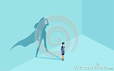 Vector of a businesswoman with superhero shadow Stock Photo
