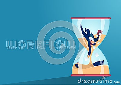 Vector of a busy business man having long working hours Vector Illustration