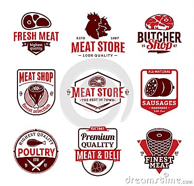 Vector butchery and meat logo, icons and design elements Vector Illustration