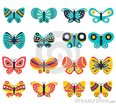 Vector butterfly icons set Vector Illustration