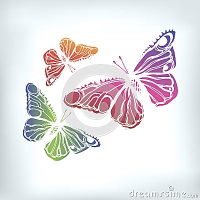 Vector butterfly insect art white decorative Vector Illustration