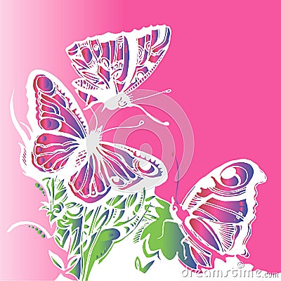 Vector butterfly insect art white decorative Vector Illustration