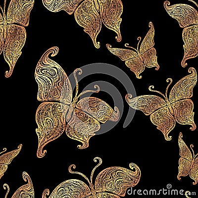 Vector butterfly tattoo seamless pattern Vector Illustration