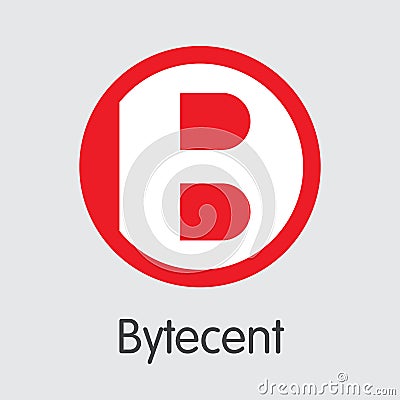 Bytecent Blockchain Cryptocurrency. Vector BYC Trading Sign. Vector Illustration