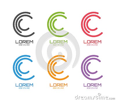Vector c logo template set. Abstract circle shape Vector Illustration