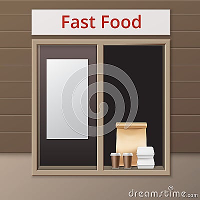 Vector Cafe Take Away Window Vector Illustration