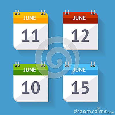 Vector Calendar Icon Set Flat Design Vector Illustration