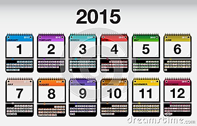 2015 Vector Calendar Icons Set Stock Photo