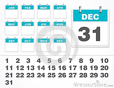 Vector Calendar Number Vector Illustration