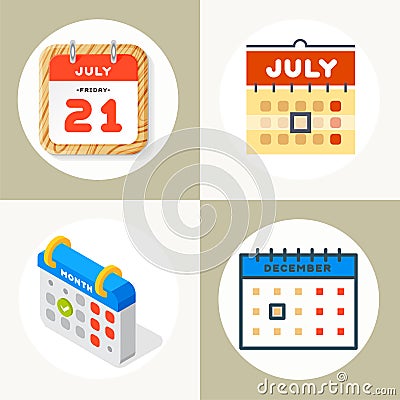 Vector calendar web icons office organizer business graphic paper plan appointment and pictogram reminder element for Vector Illustration