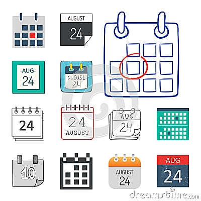 Vector calendar web icons office organizer business graphic paper plan appointment and pictogram reminder element for Vector Illustration