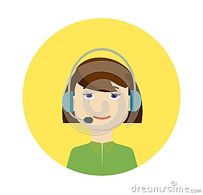 Vector call center girl operator Vector Illustration