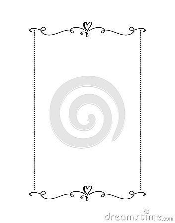 Vector Calligraphy ornamental frame with hearts. Valentine Day decorative ornament for decoration text, design of Vector Illustration