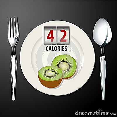 Vector of calories in kiwi Vector Illustration