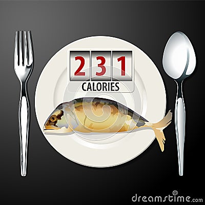 Vector of Calories in Mackerel Vector Illustration