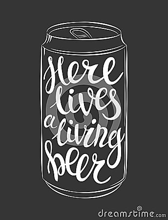 Vector can of beer lettering Vector Illustration