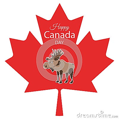 Vector Canada Day greeting card with maple leaf Vector Illustration