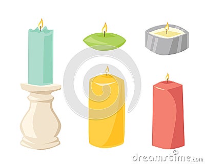 Vector candle with fire. Vector Illustration