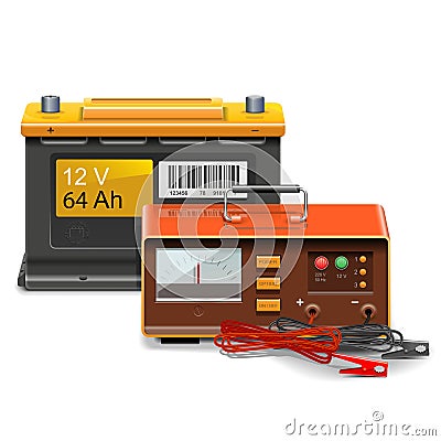 Vector Car Battery Charge Concept Vector Illustration