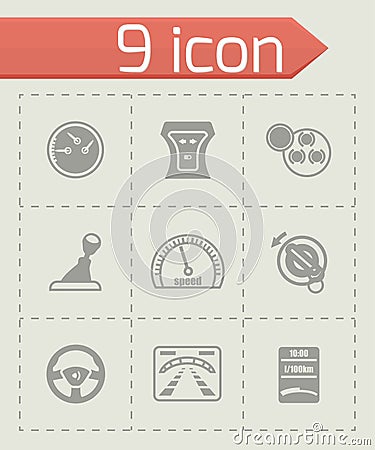 Vector Car dashboard icon set Vector Illustration