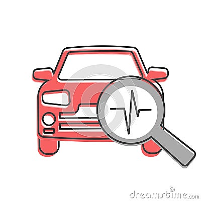 Vector car diagnostics icon on cartoon style on white isolated background Vector Illustration
