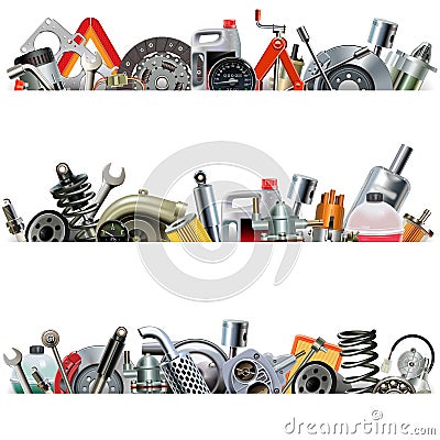 Vector Car Part Borders Vector Illustration