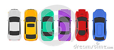 Vector car top view icon illustration. Vehicle flat isolated car icon Vector Illustration