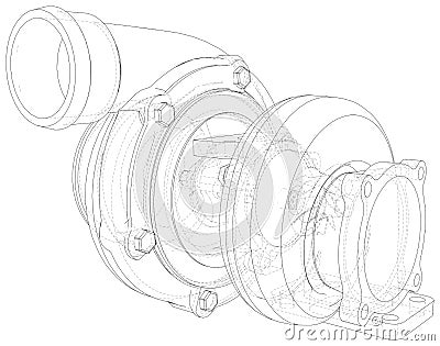 Vector car turbocharger isolated on background. Illustration created of 3d Vector Illustration