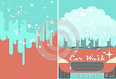 Vector car wash banner for advert. Auto cleaning Vector Illustration