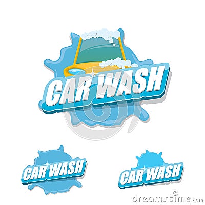 Vector Car wash icons set isolated on white. Vector Illustration