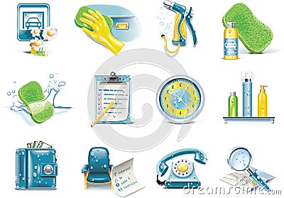 Vector car wash service icon set Vector Illustration