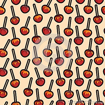 Vector caramelized apples with different toppings pattern Vector Illustration