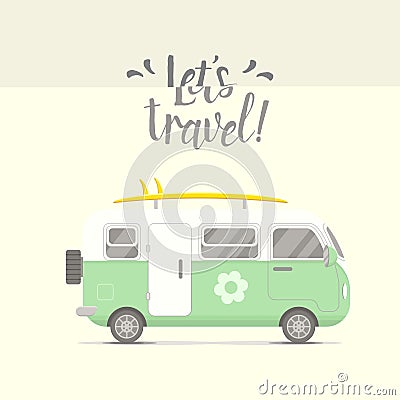 Vector caravan trailer. Trailer home illustration Vector Illustration