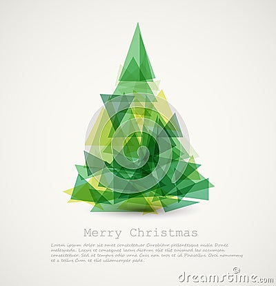 Vector card with abstract green christmas tree Vector Illustration