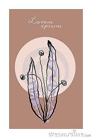 Vector card with abstract hand draw flower Vector Illustration