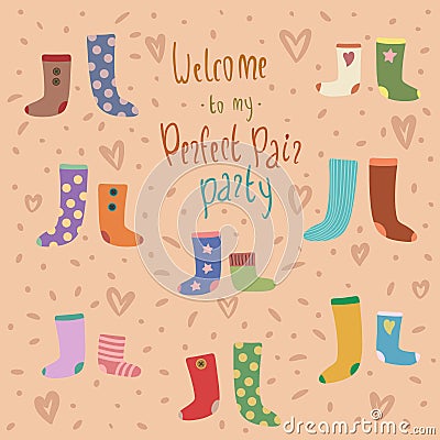 Vector card with colorful socks Vector Illustration