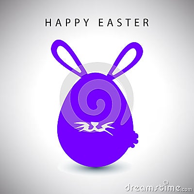 Vector card of easter violet rabbit egg with whisker Vector Illustration