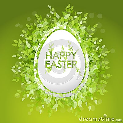 Vector card Happy Easter. Floral frame with leaves Vector Illustration