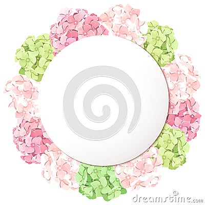 Vector card with pink and green hydrangea flowers. Eps-10. Vector Illustration