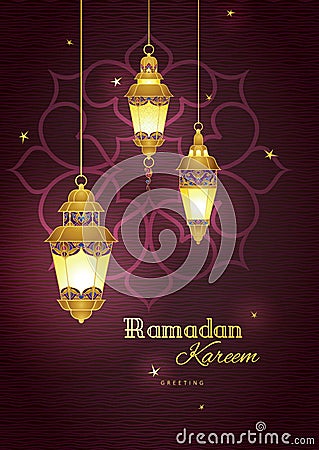 Vector card for Ramadan Kareem greeting. Vector Illustration
