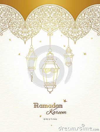 Vector card for Ramadan Kareem greeting. Vector Illustration