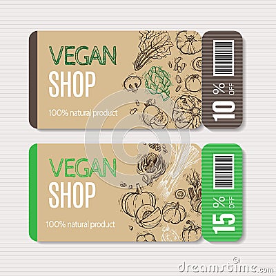 Vector cardboard coupon set. Vector Illustration