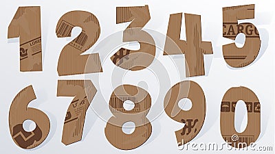 Vector cardboard numbers. Vector Illustration