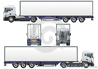 Vector cargo semi-truck Cartoon Illustration